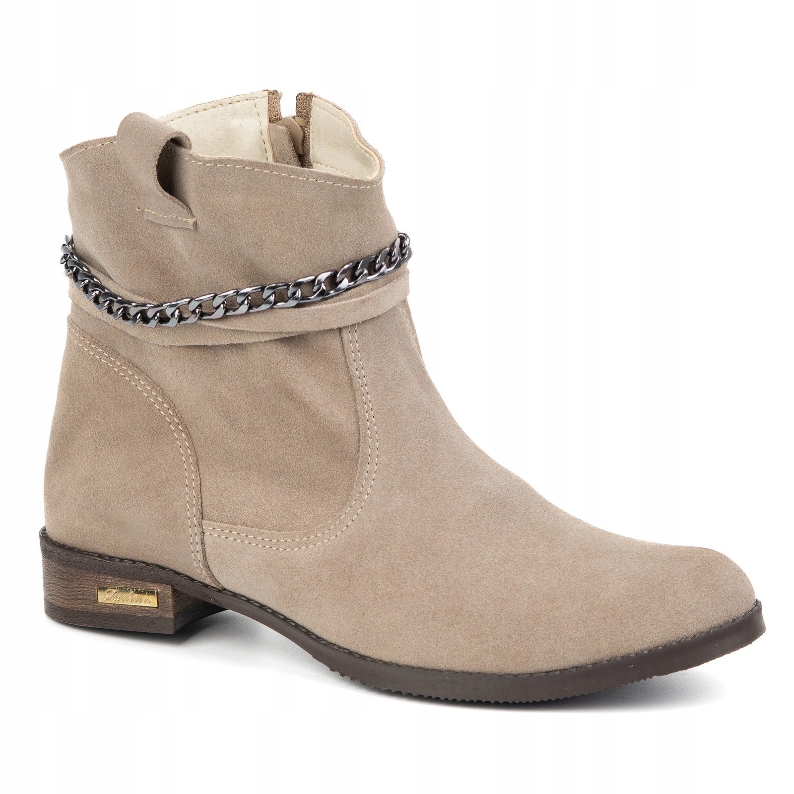 Nízké dámské kotníkové boty semišové zateplené boty Luna tmavě béžové, velikost 38