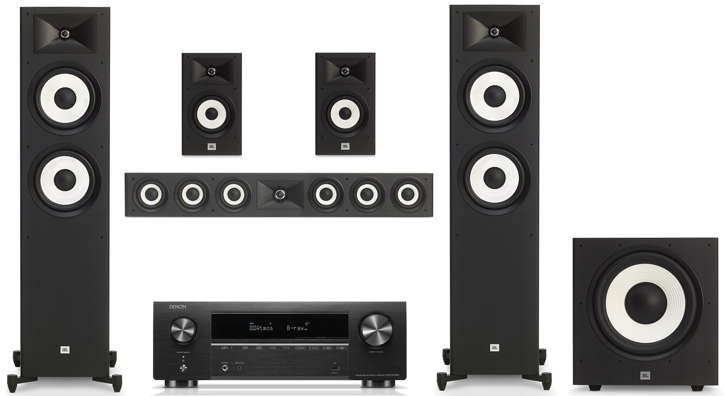 JBL STAGE A190 + A120+ A135C + A120P + DENON AVR-X1700H DAB KOMPLETNE 5.1