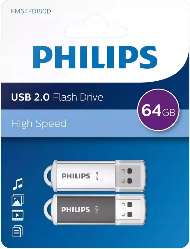 2x Pendrive Philips 64 GB USB 2.0 128 GB Duopack HIGH SPEED
