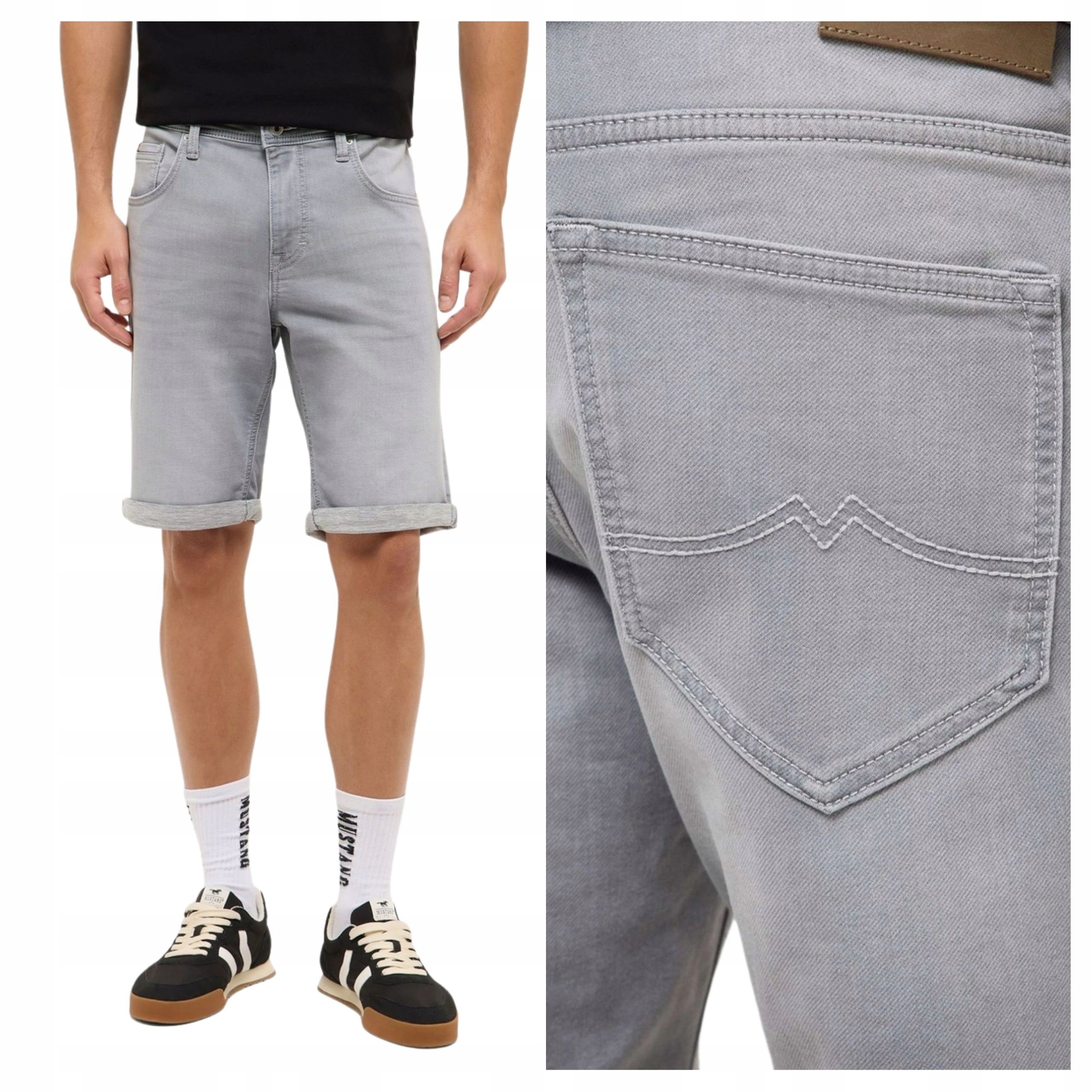 Pánské šortky Mustang Chicago Shorts Šedé Džínové Klasické W36