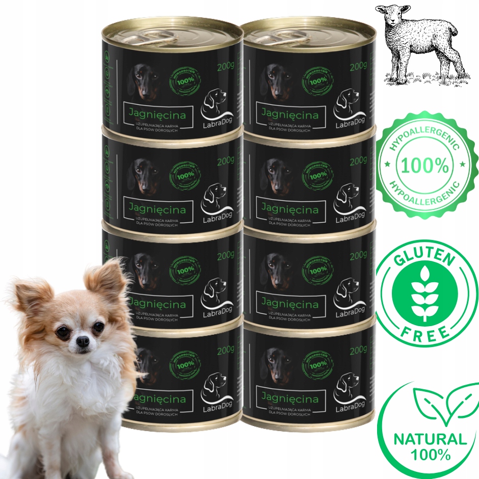 Levně LabraDog Superfood Jehněčí maso 100% Mono| Hypoalergenní Chihuahua 8 x 200 g