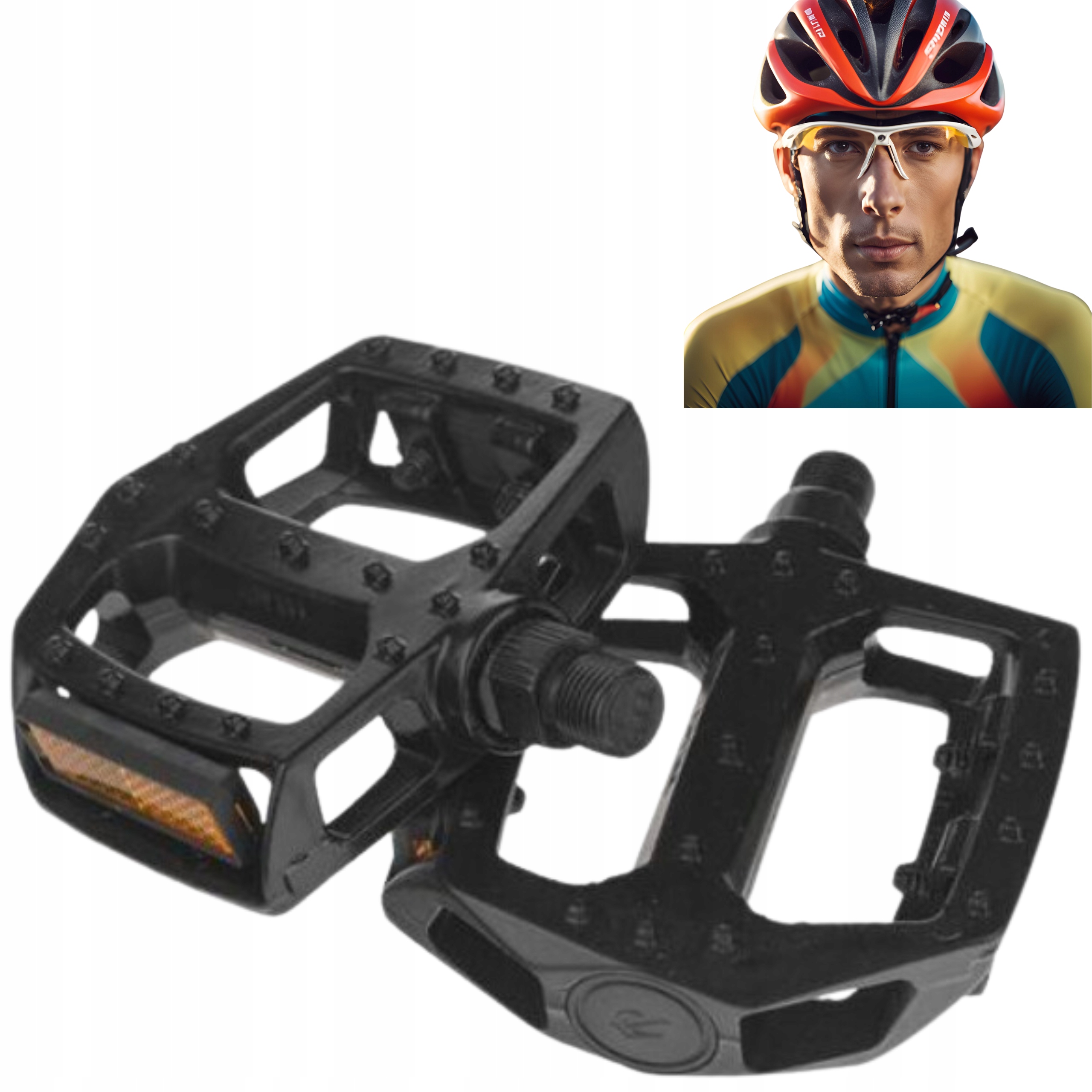 Pedały rowerowe platformowe Bmx 1/2" czarne aluminiowe z odblaskami