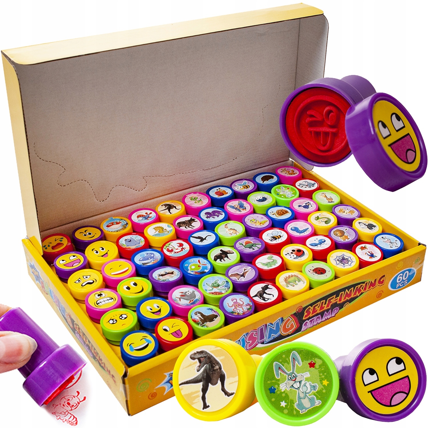 PIECZĄTKI STEMPLE STEMPELKI DLA DZIECI 60 sztuk