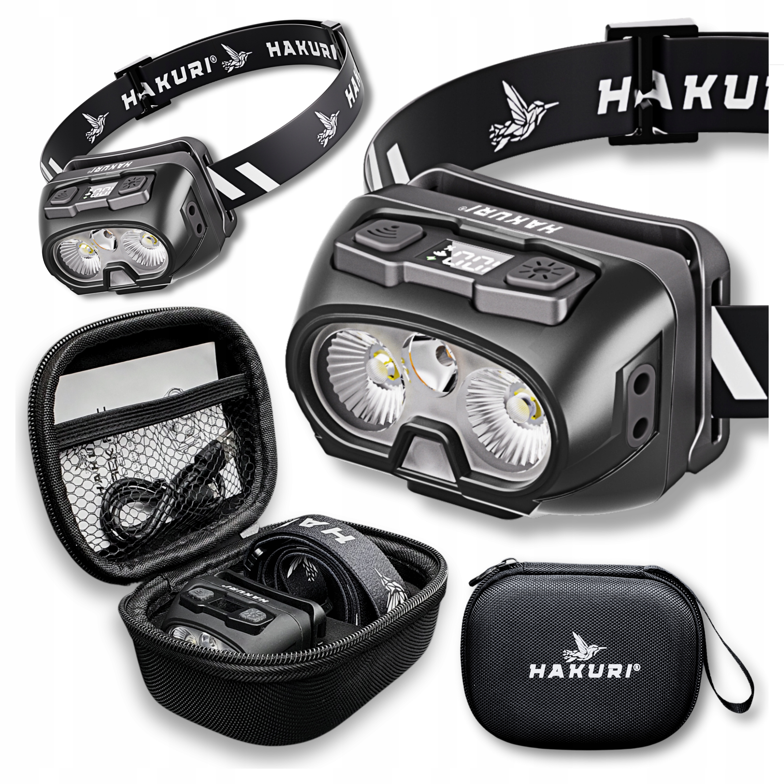 Latarka Czołowa Czołówka Led 600lm Usb-c IPX6 Etui Czujnik Ruchu Black Arc