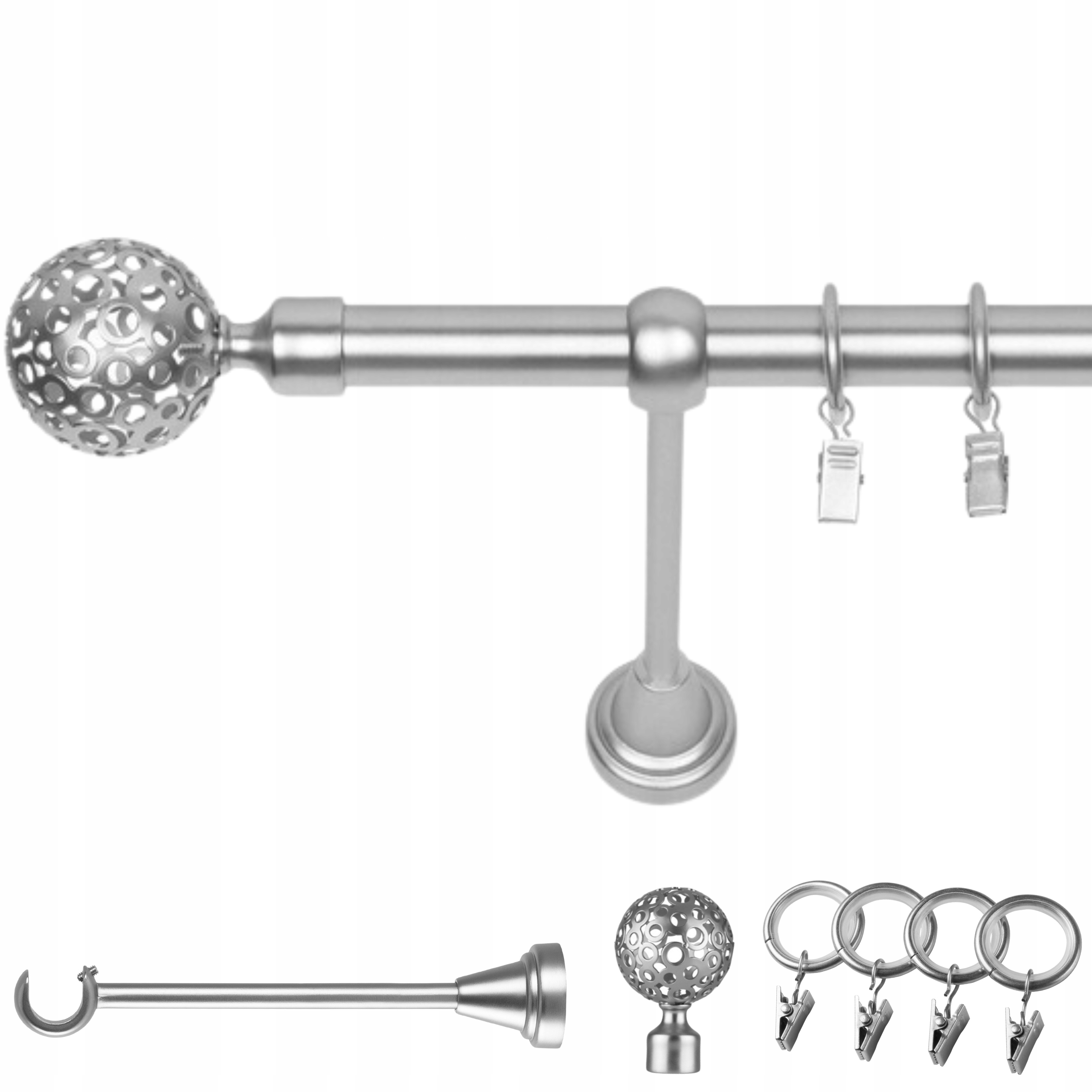 Garnýž Kovový Jednoduchý 320 CM 19 MM Chrom Mat Moon Kolečka Na Žabky