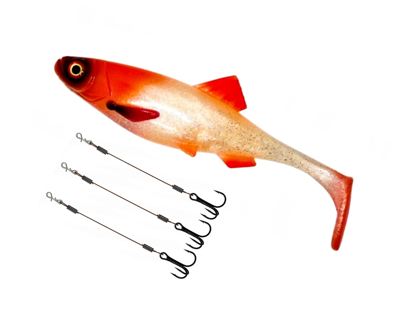 Ripper Miracle Fish 20cm 59.5g Red Head Silver Brokat 3x Dozbrojka 7,5cm