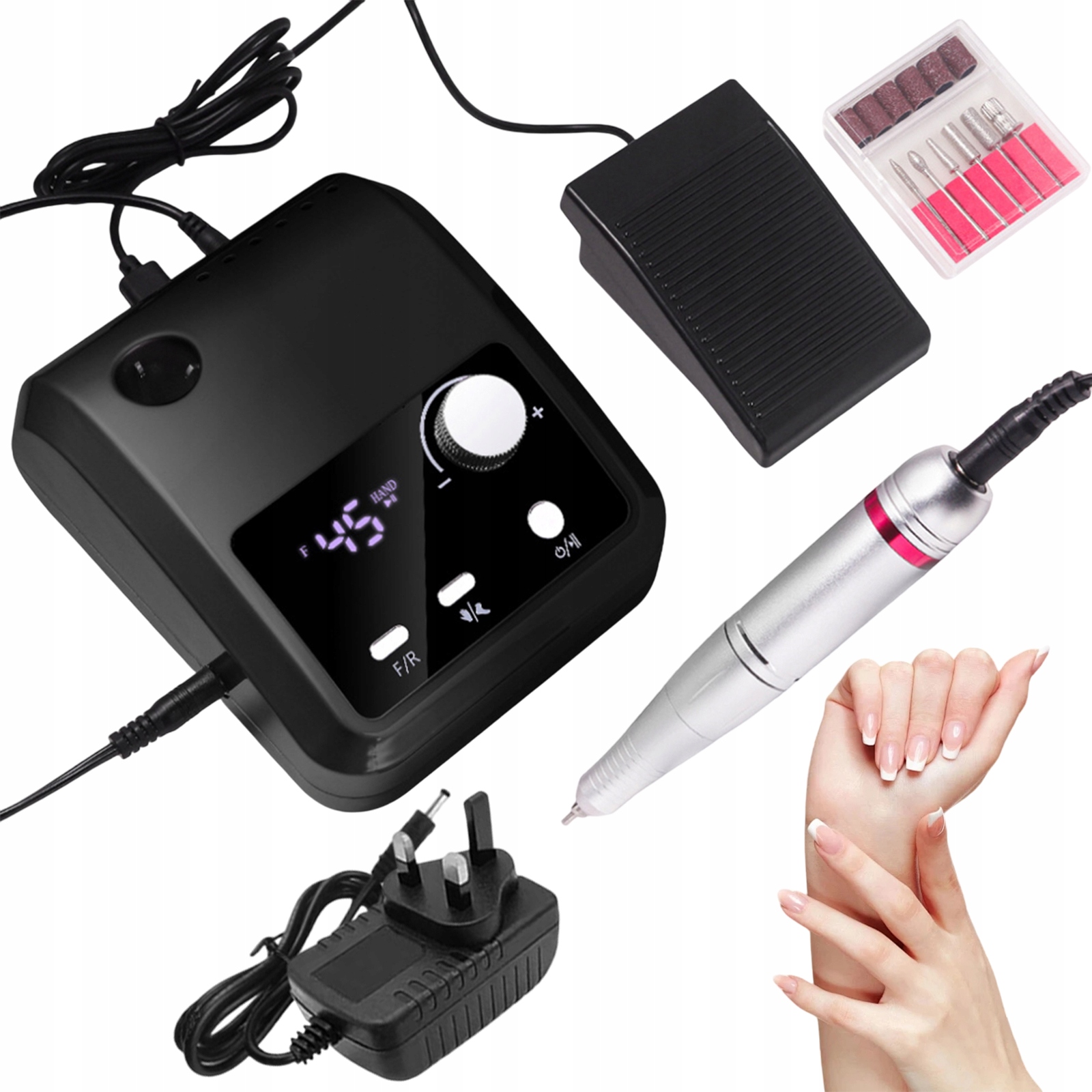 Profesionální Bruska Na Manikúru 45000 Rpm, Sada S Frézami, Černá 5 V 1