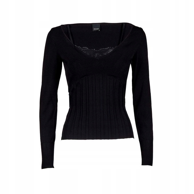 Pinko Maglia Beach Volley Inserto In Pizzo Donna Nero S