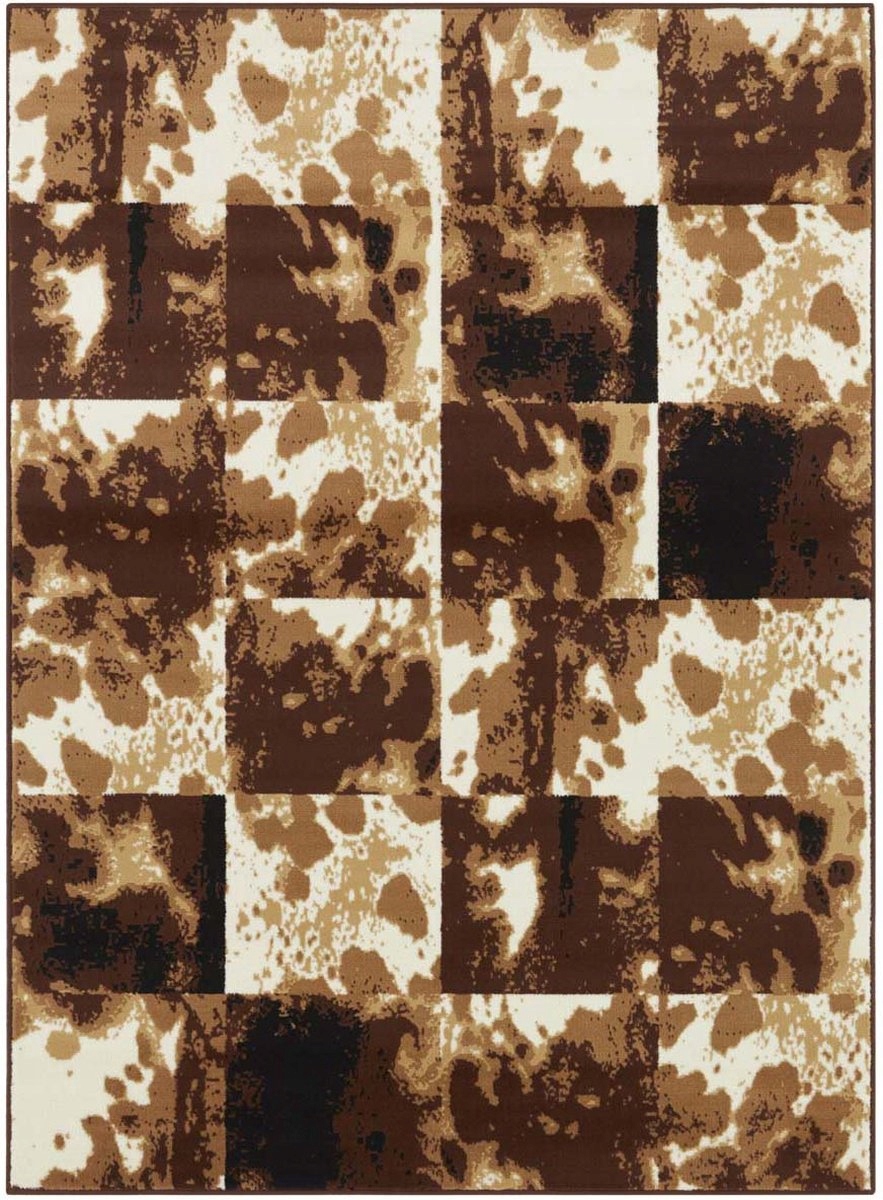 Moderní hnědo krémový koberec do obývacího pokoje o rozměrech 120 x 160 cm