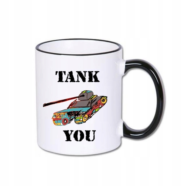 

Kubek z czarnym rantem czołg tank you