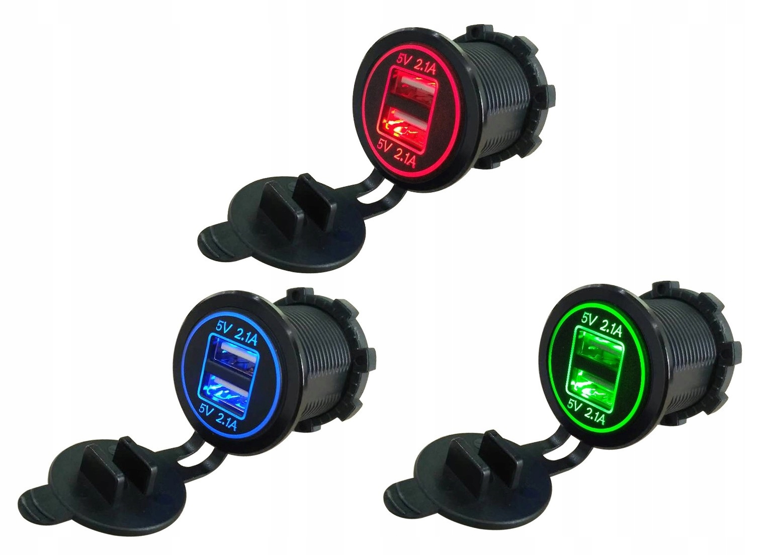 Gniazdo zapalniczki 3F Quality 2x USB 5V 3,1A czarne 29 mm