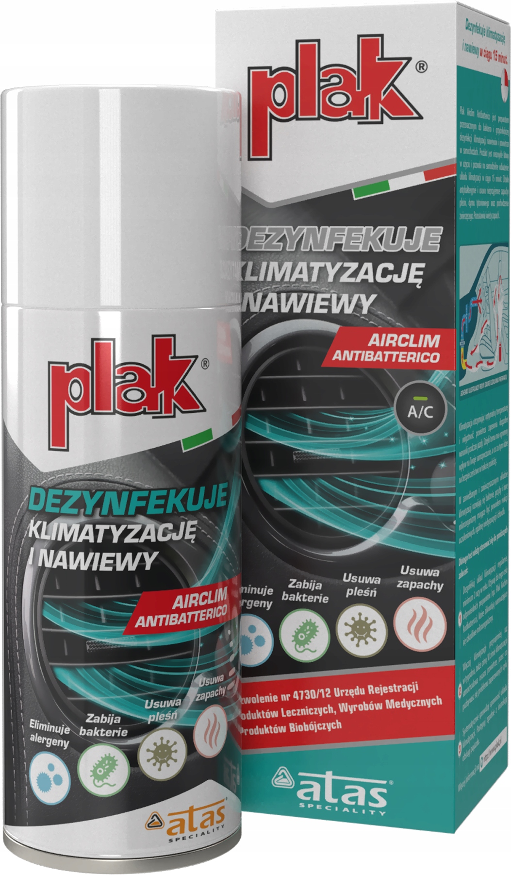 ATAS AIRCLIM ANTIBATTERICO ŚRODEK DO DEZYNFEKCJI Producent Atas