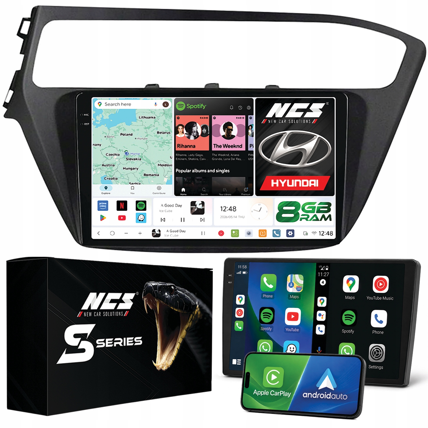 Rádio Navigace Ncs DS9 Hyundai i20 2018-2020 Android 8GB Lte 9″