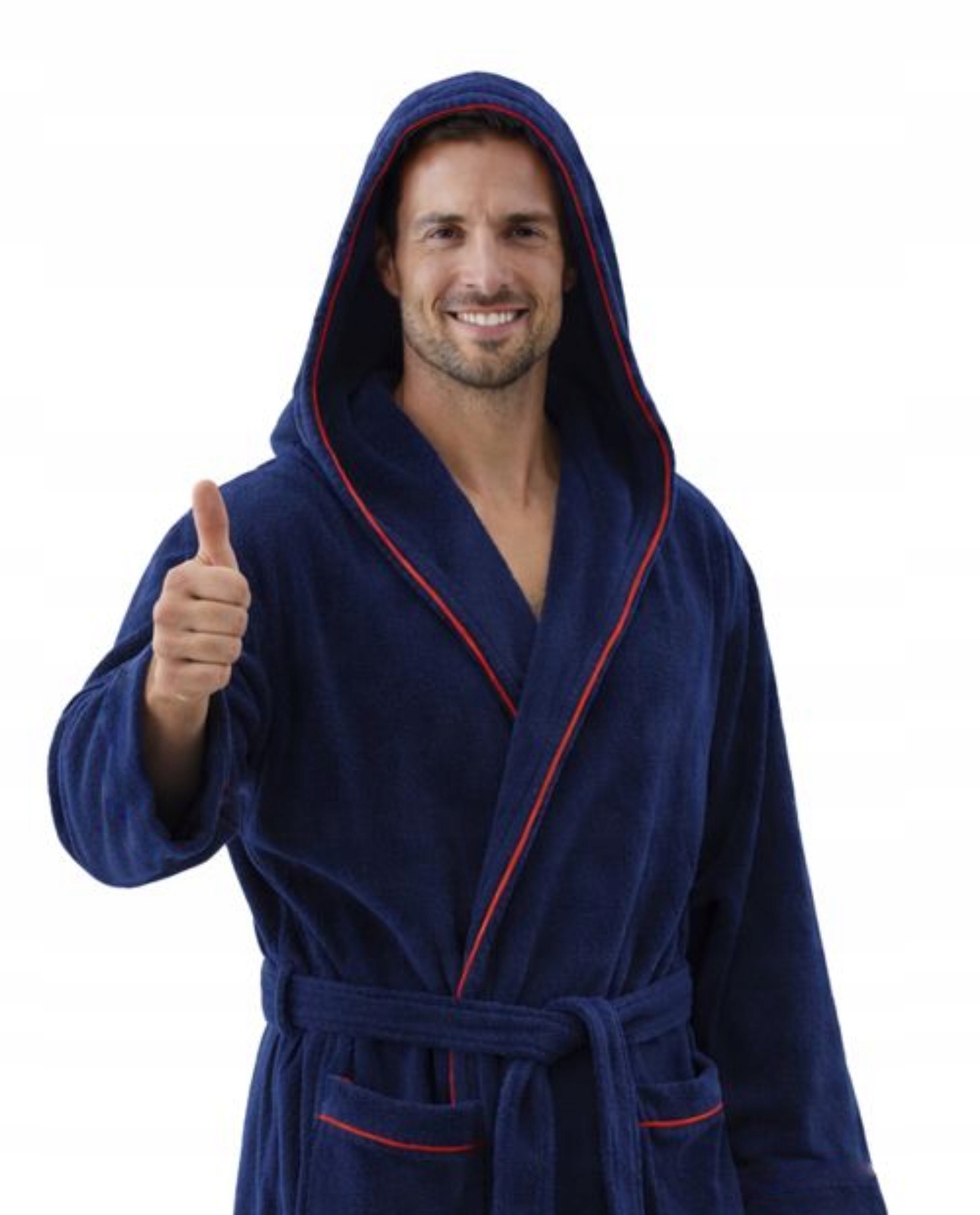 Pánský froté župan Velluto modrý XL Kapuce 100% Bavlna Hotel Spa