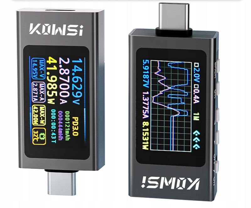 Tester 12A Woltomierz Amperomierz TYPE-C Szybkie Ładowanie Wykrywanie Pomiar