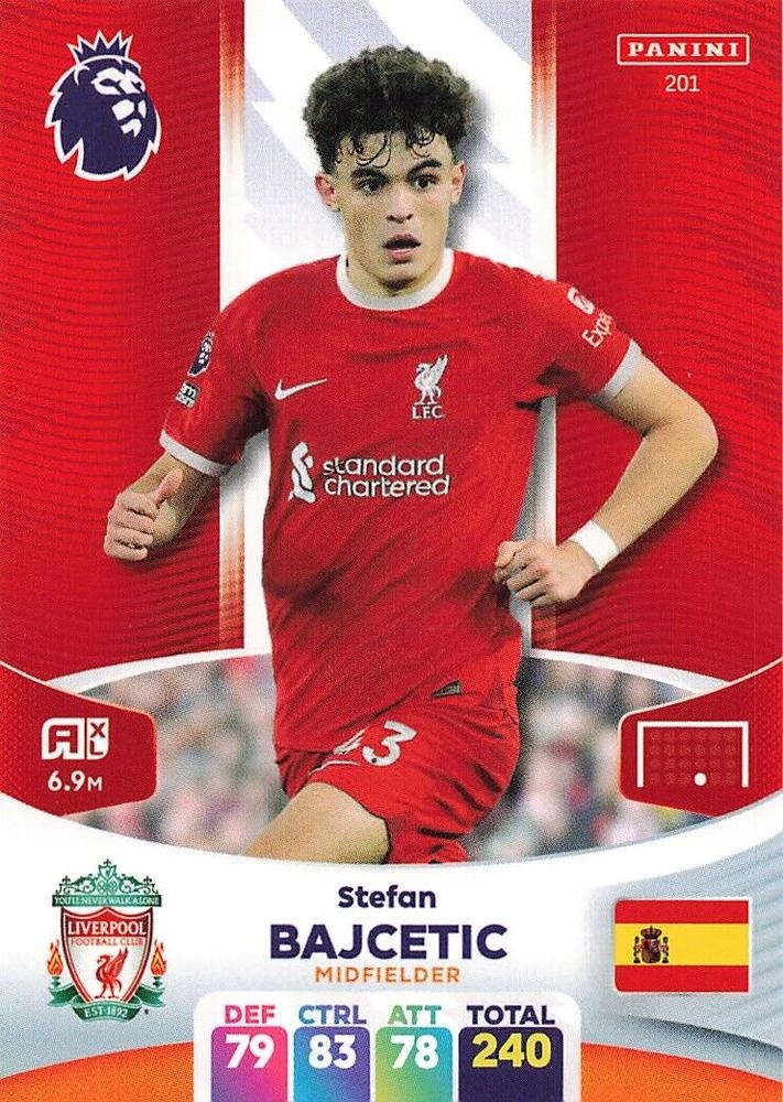 Premier League 2024 201 Stefan Bajcetic Panini Adr