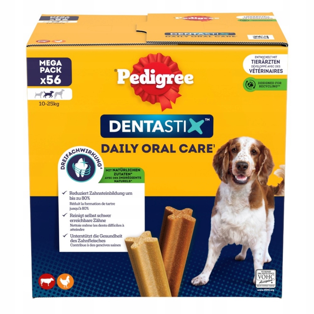 Psí pamlsek Pedigree DentaStix pro střední plemena 56 Ks (8x180g)