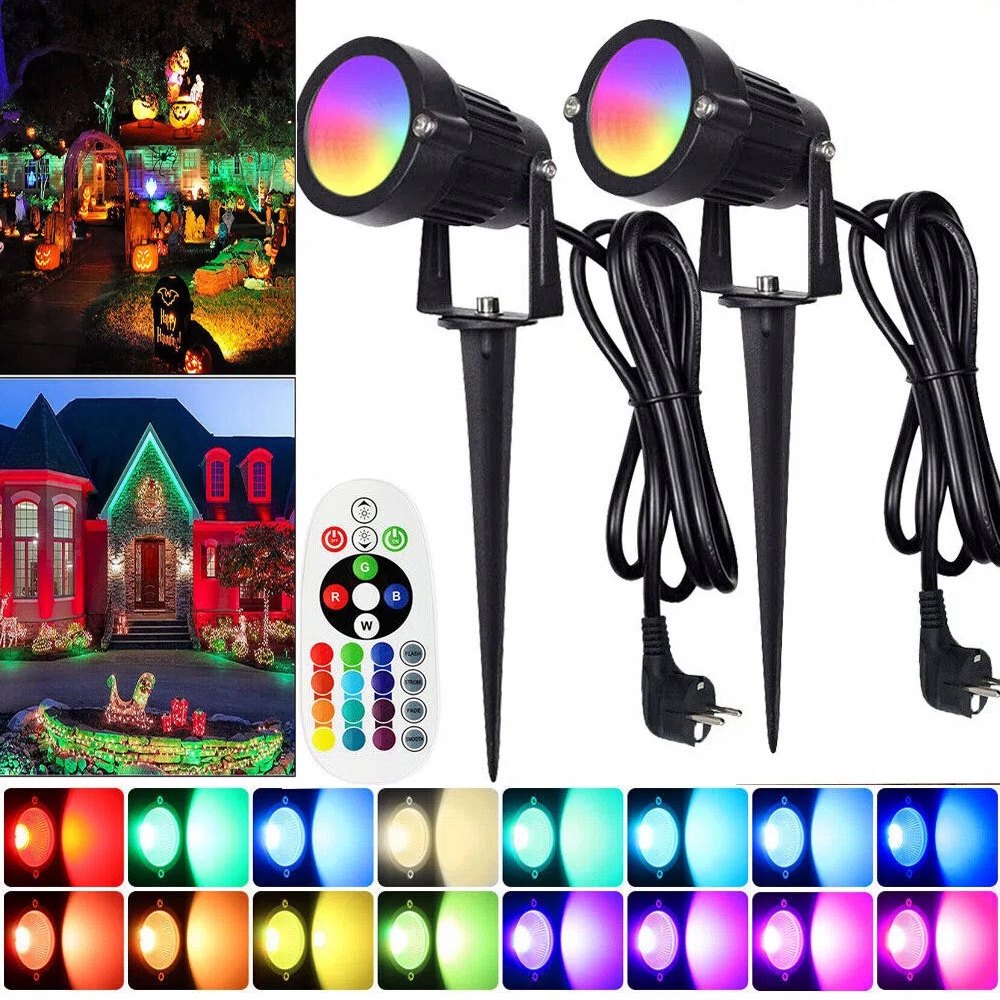 2x Led zahradní lampa Reflektor Zapichovací IP65 Vzduchotěsná s Kabelem