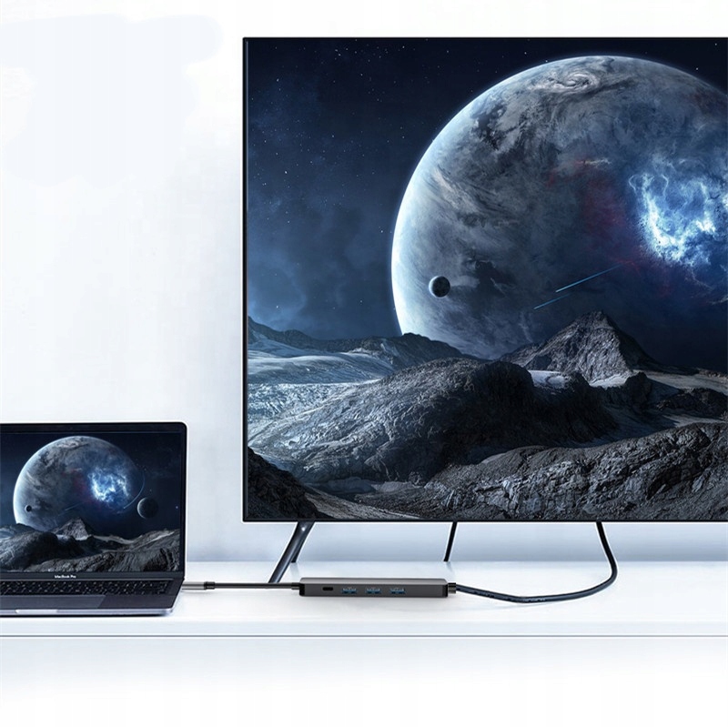 Adapter 5w1 HUB USB-C HDMI 4K Macbook M1 M2 M3 PRO AIR Waga produktu z opakowaniem jednostkowym 0.3 kg