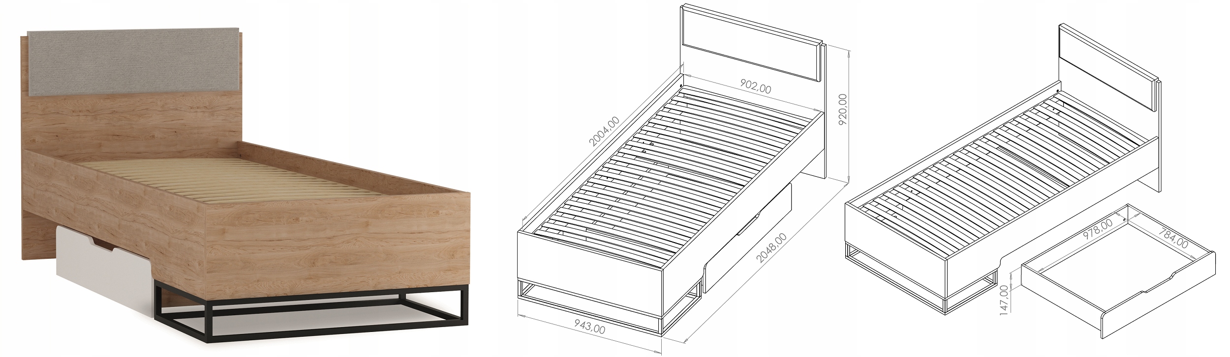 zestaw łóżko szafa komoda meble do pokoju młodzieży sypialni Landro 4 Kolor mebla biały wielokolorowy inny kolor
