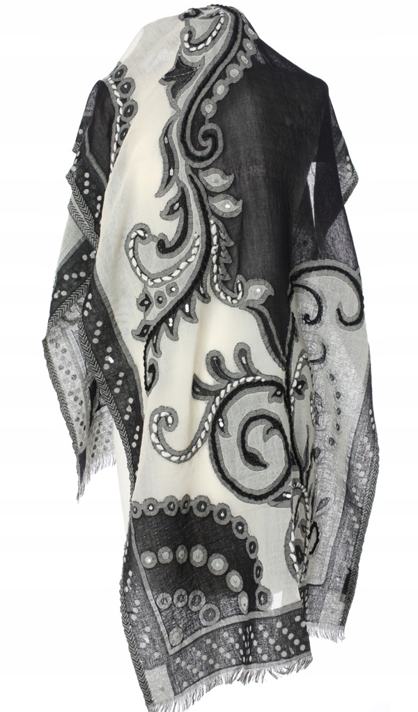 Chusta Szal PREMIUM Zdobiony Wełna HAFTY cudowny Płeć kobieta