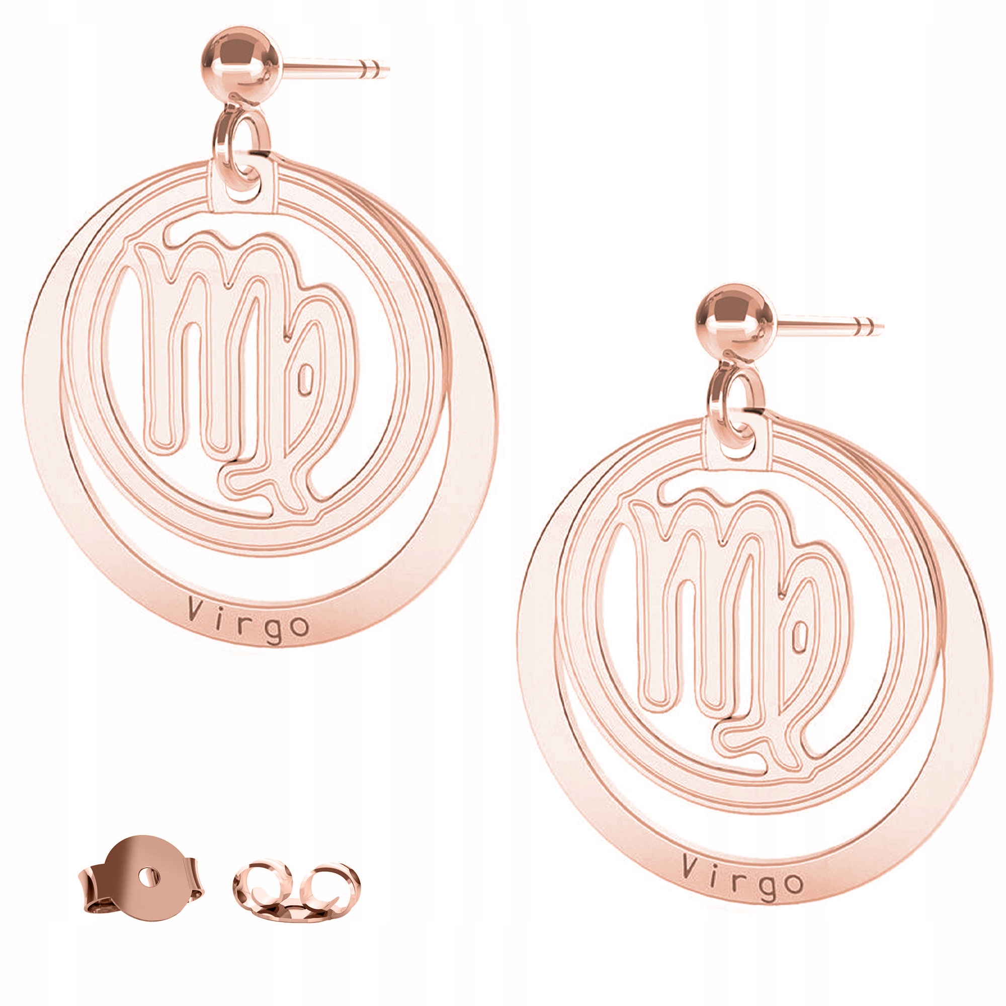 Náušnice Znamení zvěrokruhu Panna růžové zlato 925