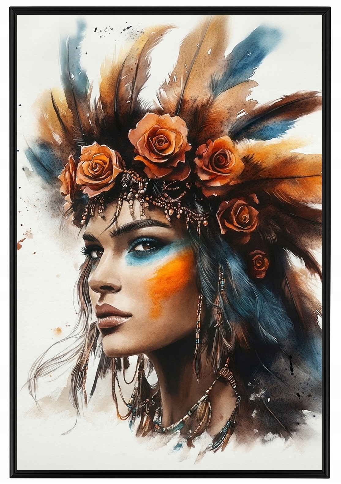 Plakát Rámeček Aluminium Portrét Žena Indiánka Amerika Etno Boho 62x93