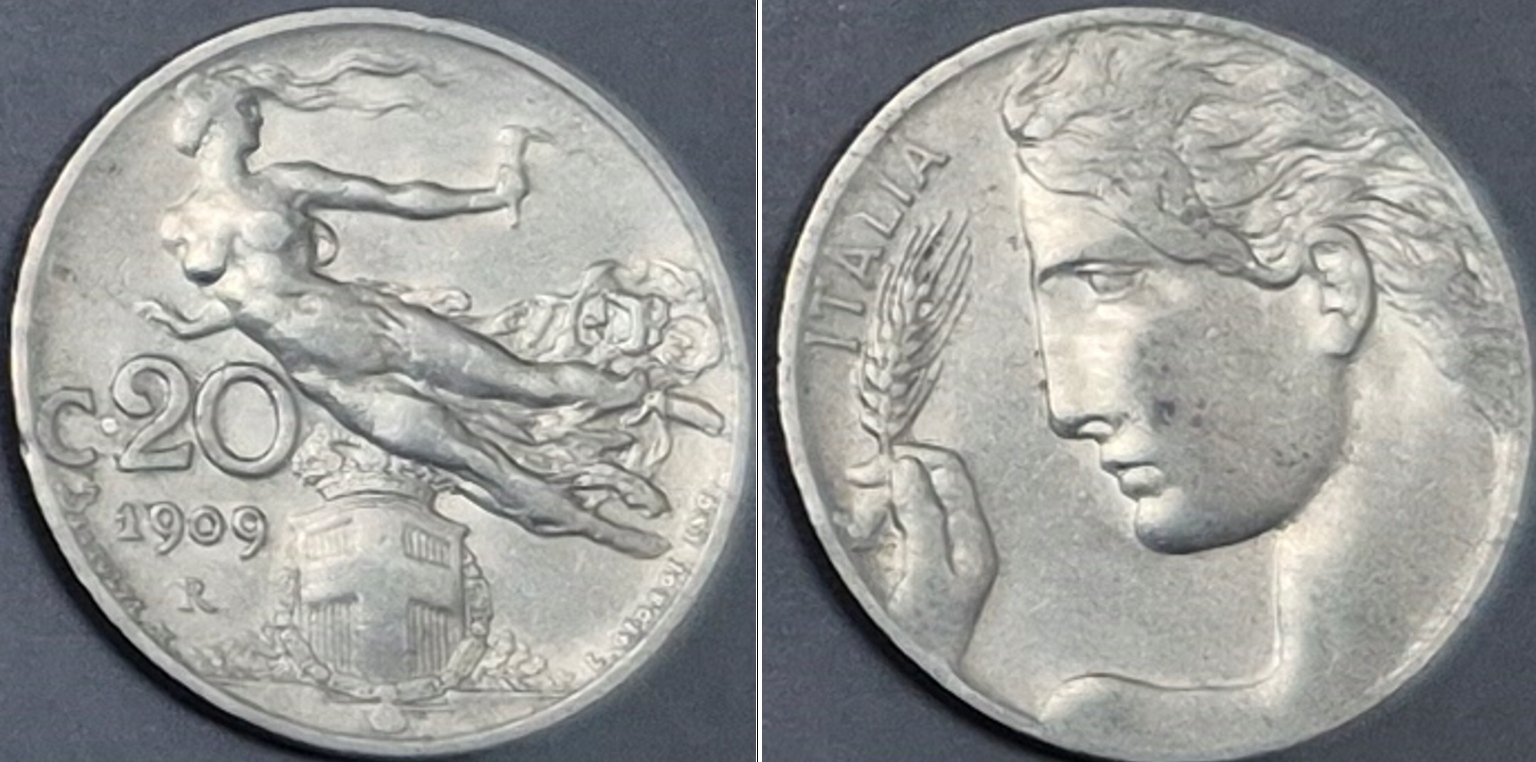 Włochy 20 centesimi 1909r. KM 44 Wiktor Emmanuel III