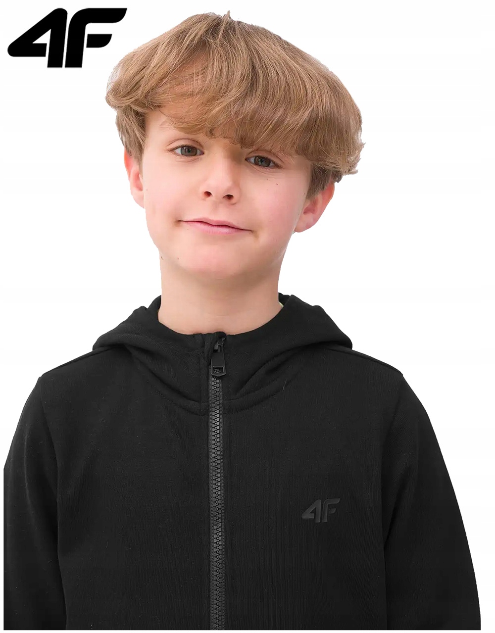 Bluza Chłopięca 4F Dresowa z Kapturem Dziecięca 0926 Sportowa Rozpinana 164 Kolor czarny