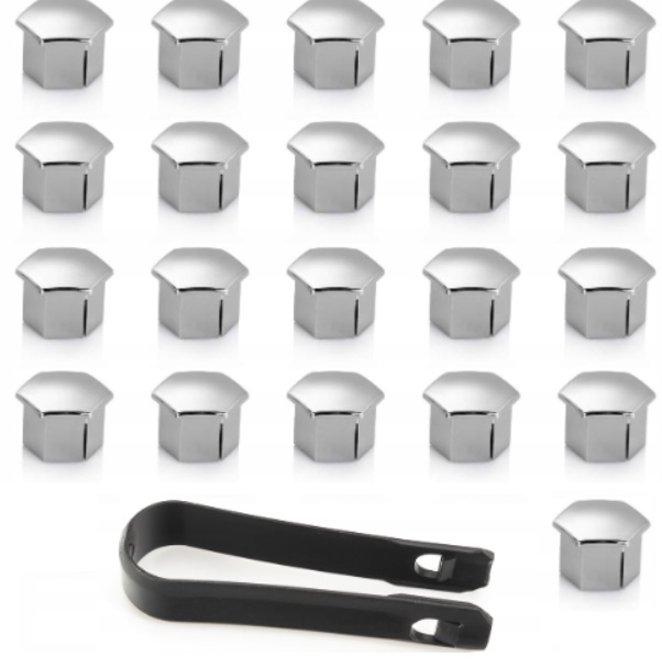 

Chromowane Nakładki Na Śruby Felg Koła 17 mm 21szt