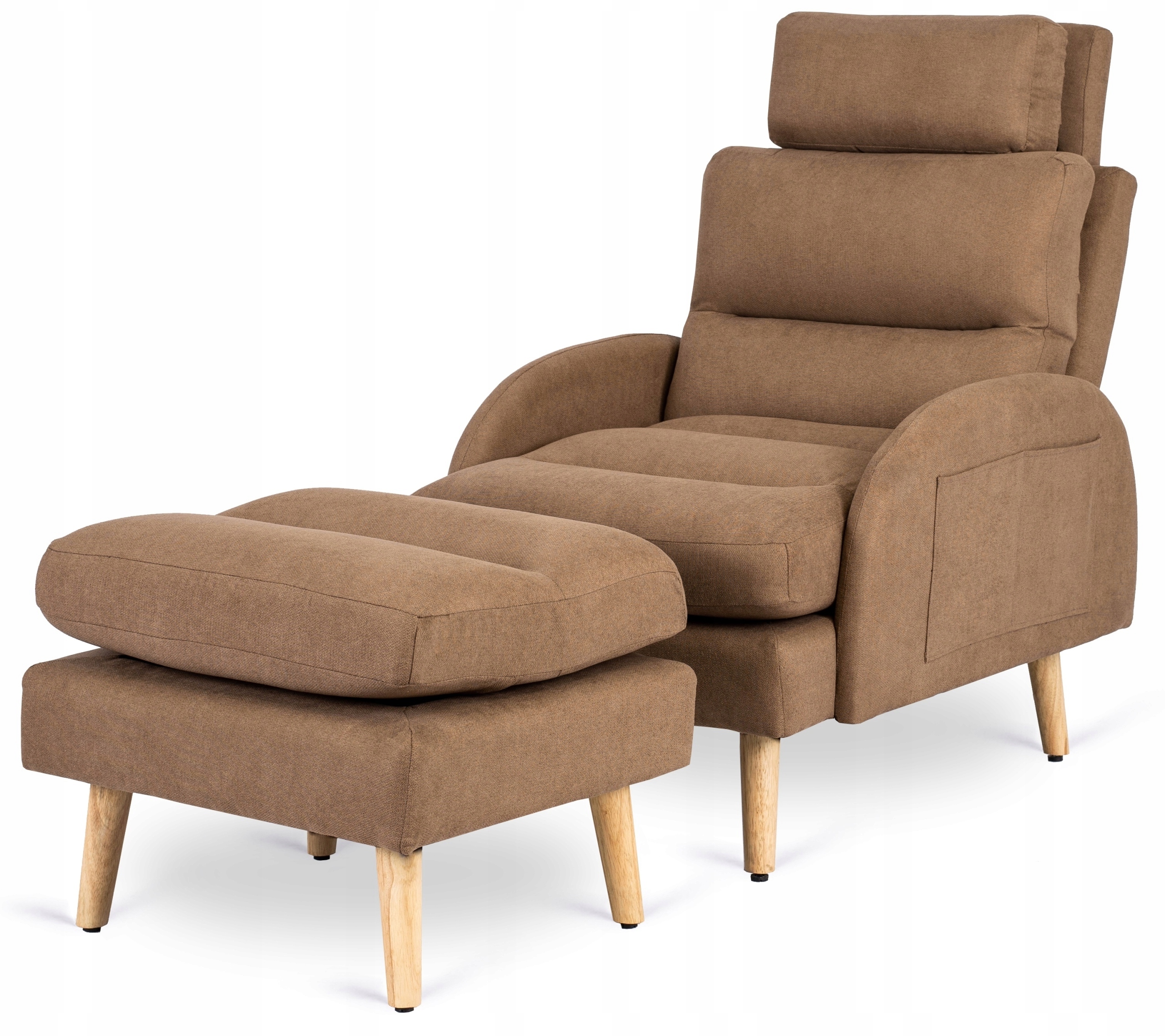 Hnědé rozkládací křeslo s podnožkou pro spaní Henry