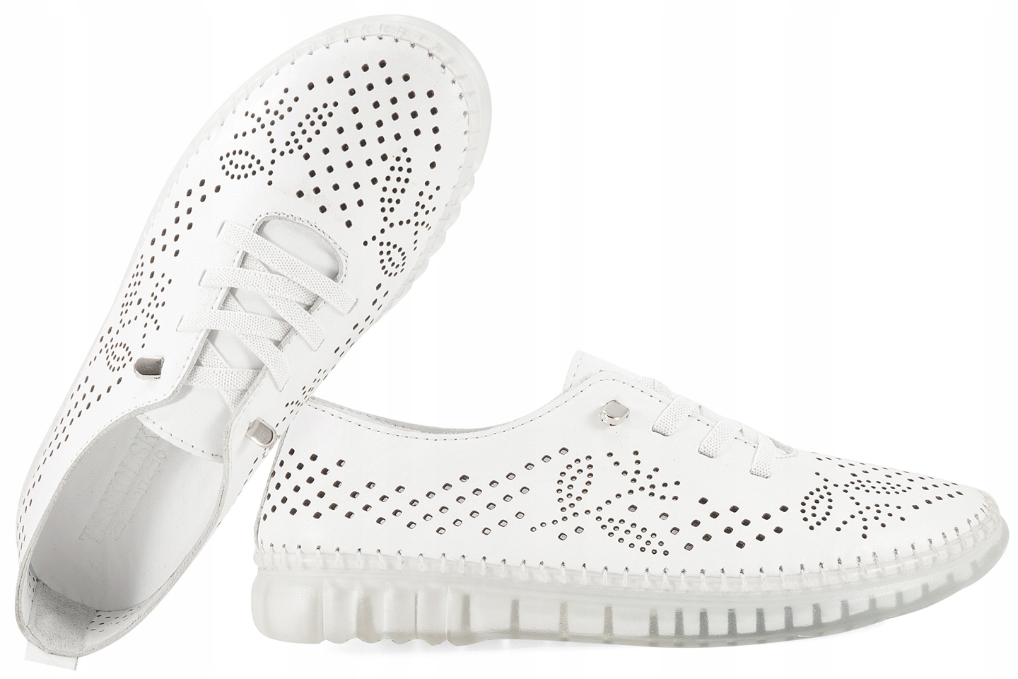 T.sokolski OG302 Ažurové Dámské Kožené Polobotky, bílé, bílá, 37