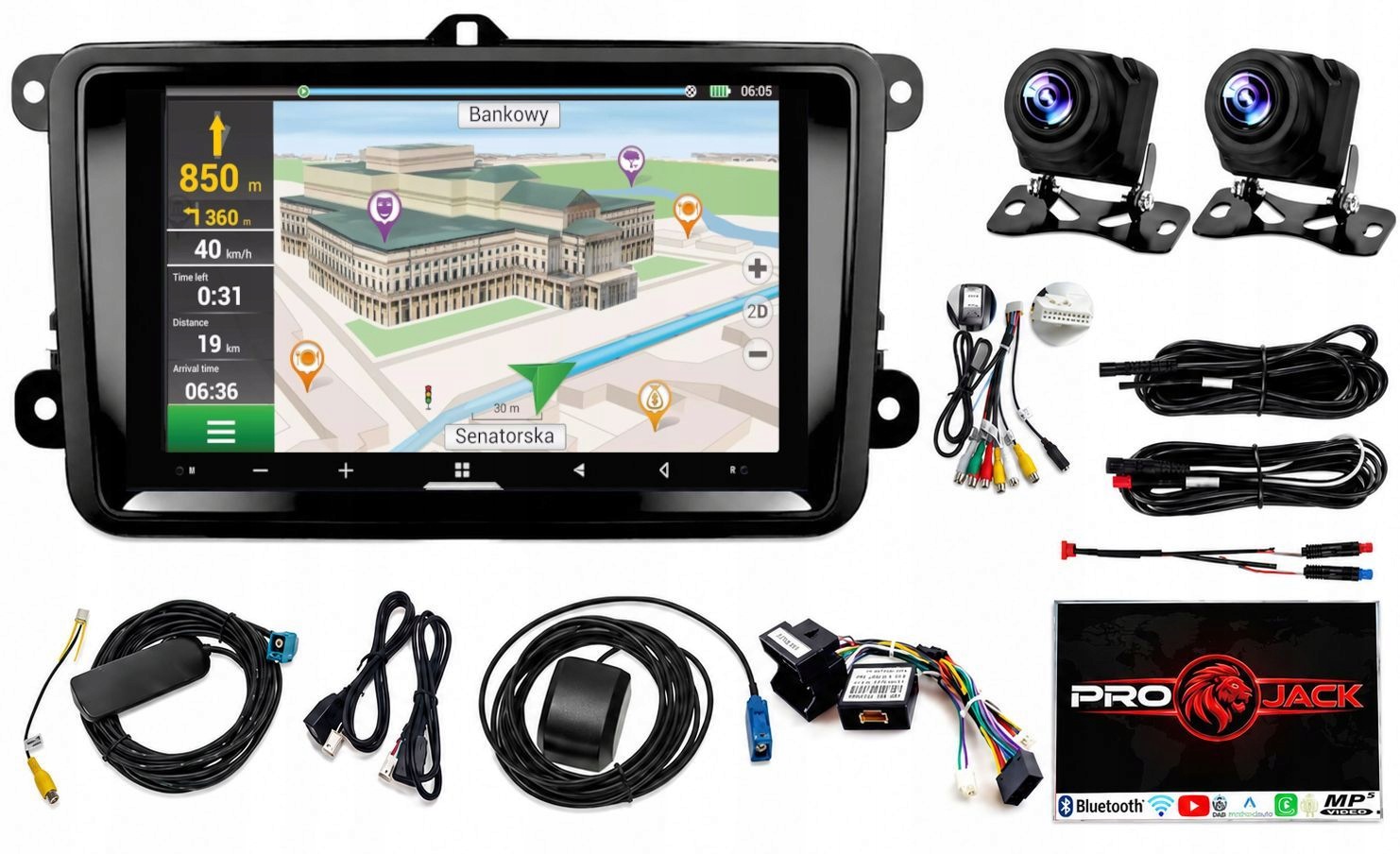 Rádio Android Vw Golf 5 6 Touran Gps Bt Wifi Usb 8/256GB Modem Sim