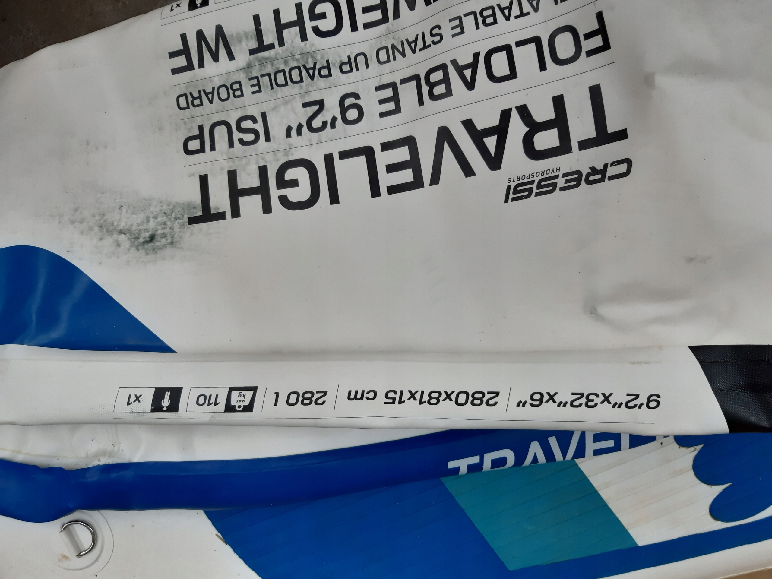 NADMUCHIWANA DESKA SUP CRESSI TRAVELIGHT 280 x 81 x 15 CM USZKODZONA !!! Płeć nie dotyczy