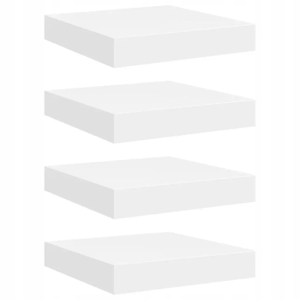 Sada 4 bílých polic z Mdf, 23 x 23,5 x 3,8 cm, kovový rám