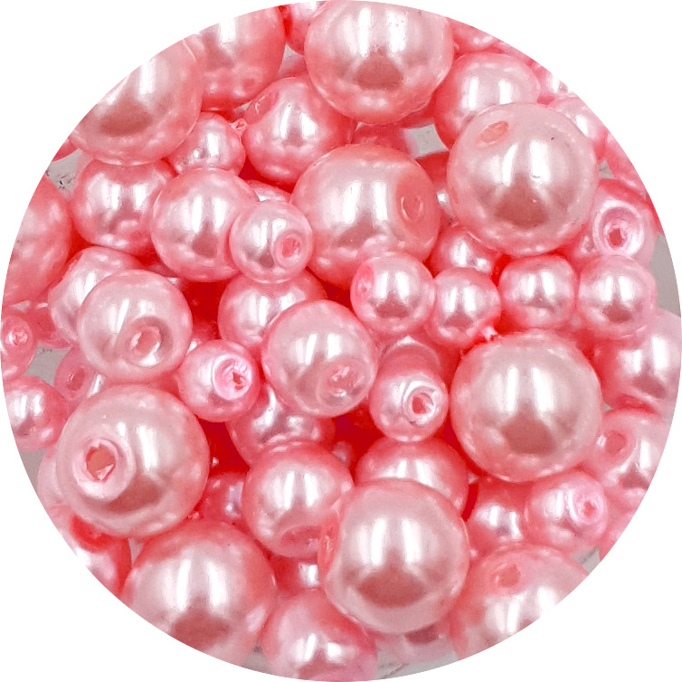 Koraliki perły 4-8mm perełki szklane woskowane mix 200szt różowe