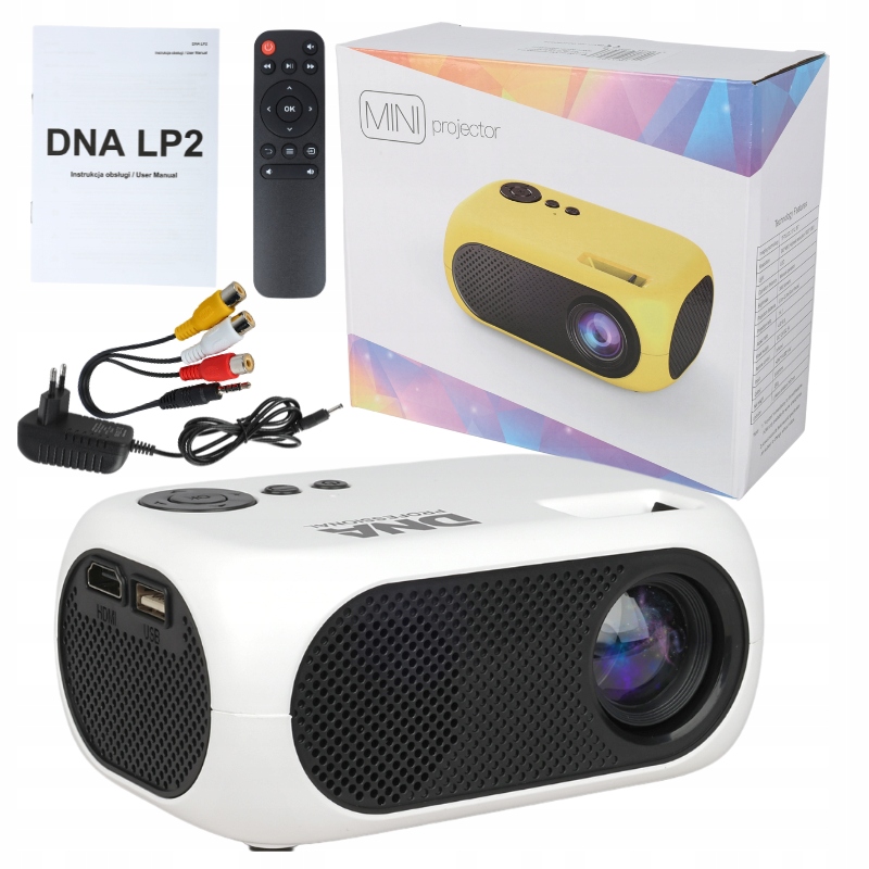 PROJEKTOR RZUTNIK HDMI USB FULL HD PRZENOŚNY DO TELEFONU KOMPUTERA TV BOX Rozdzielczość podstawowa (px) 1280 x 720