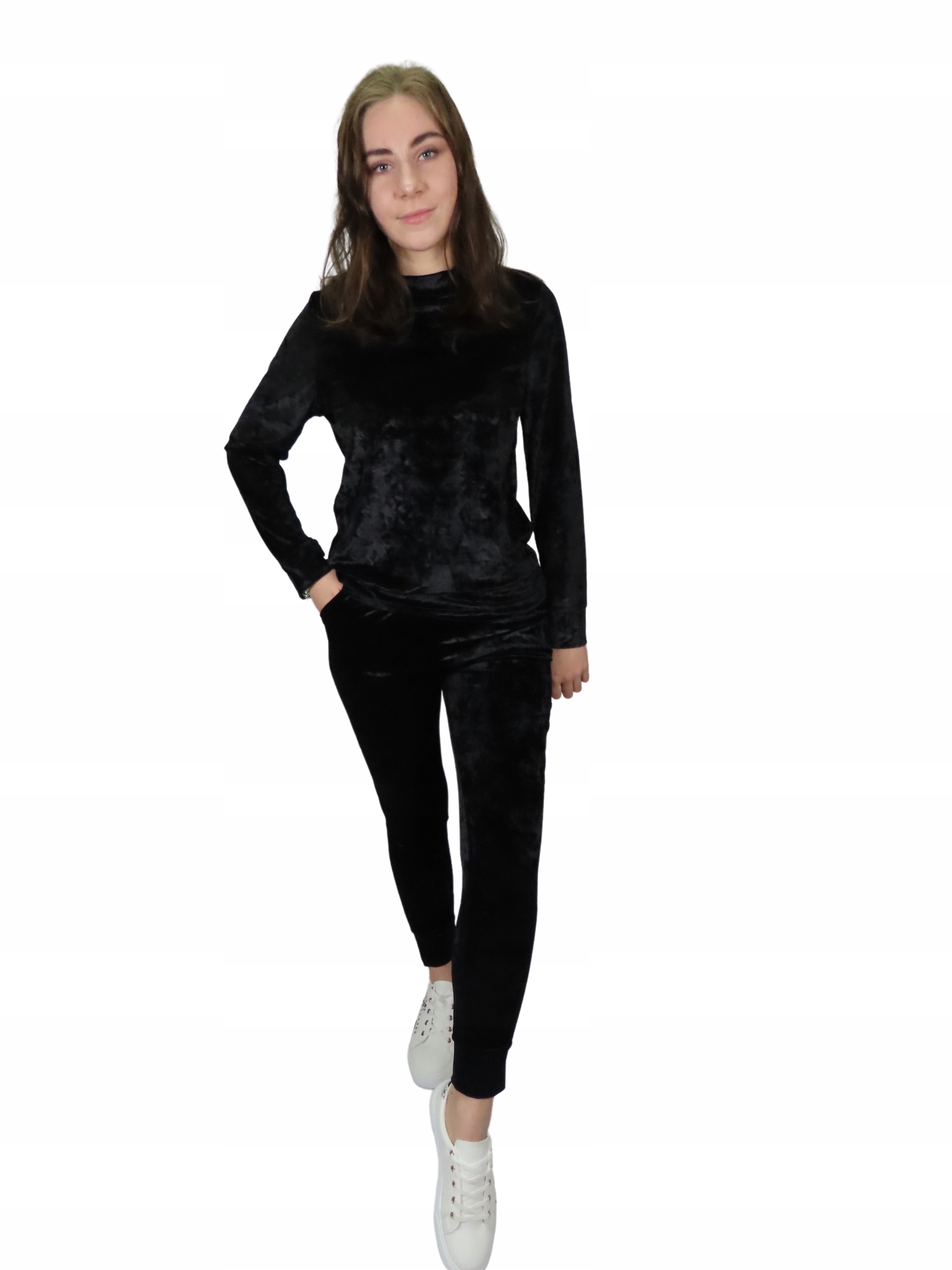 Dres Welurowy Komplet Zestaw Spodnie Bluza 36 S