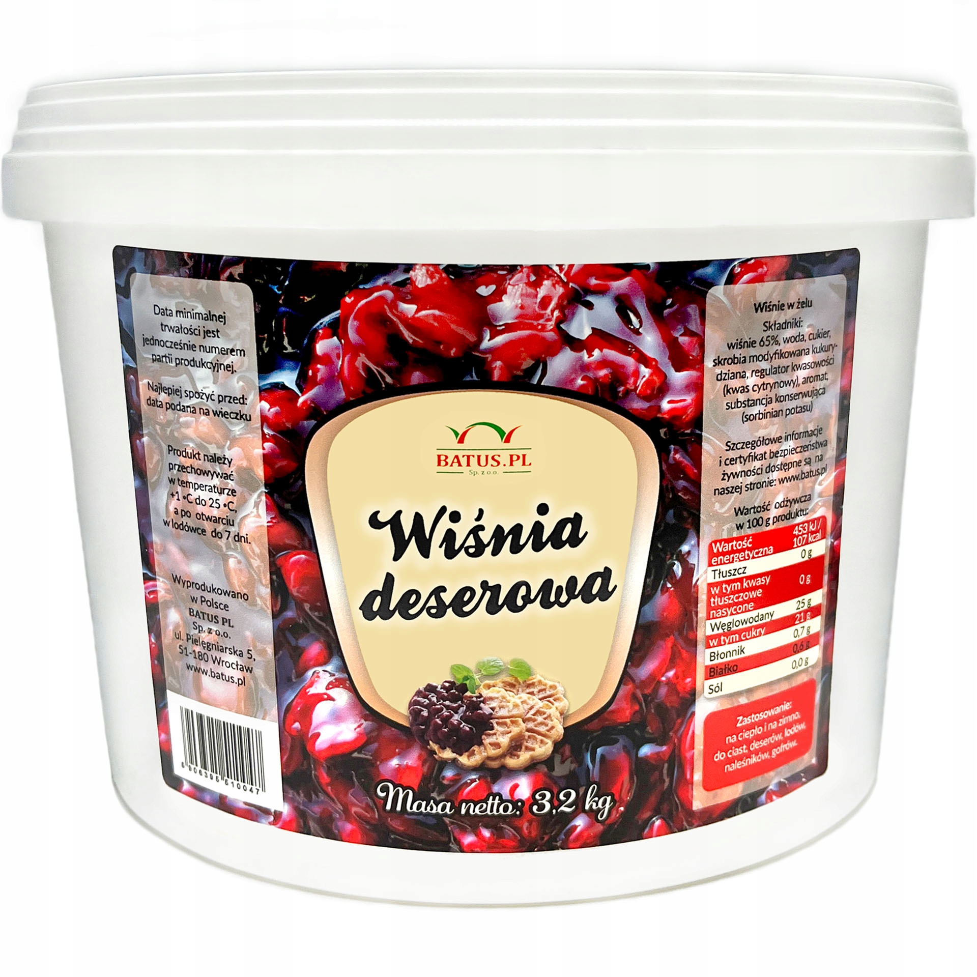 Wiśnie Deserowe Natural 65% Fruzelina 3,2 kg