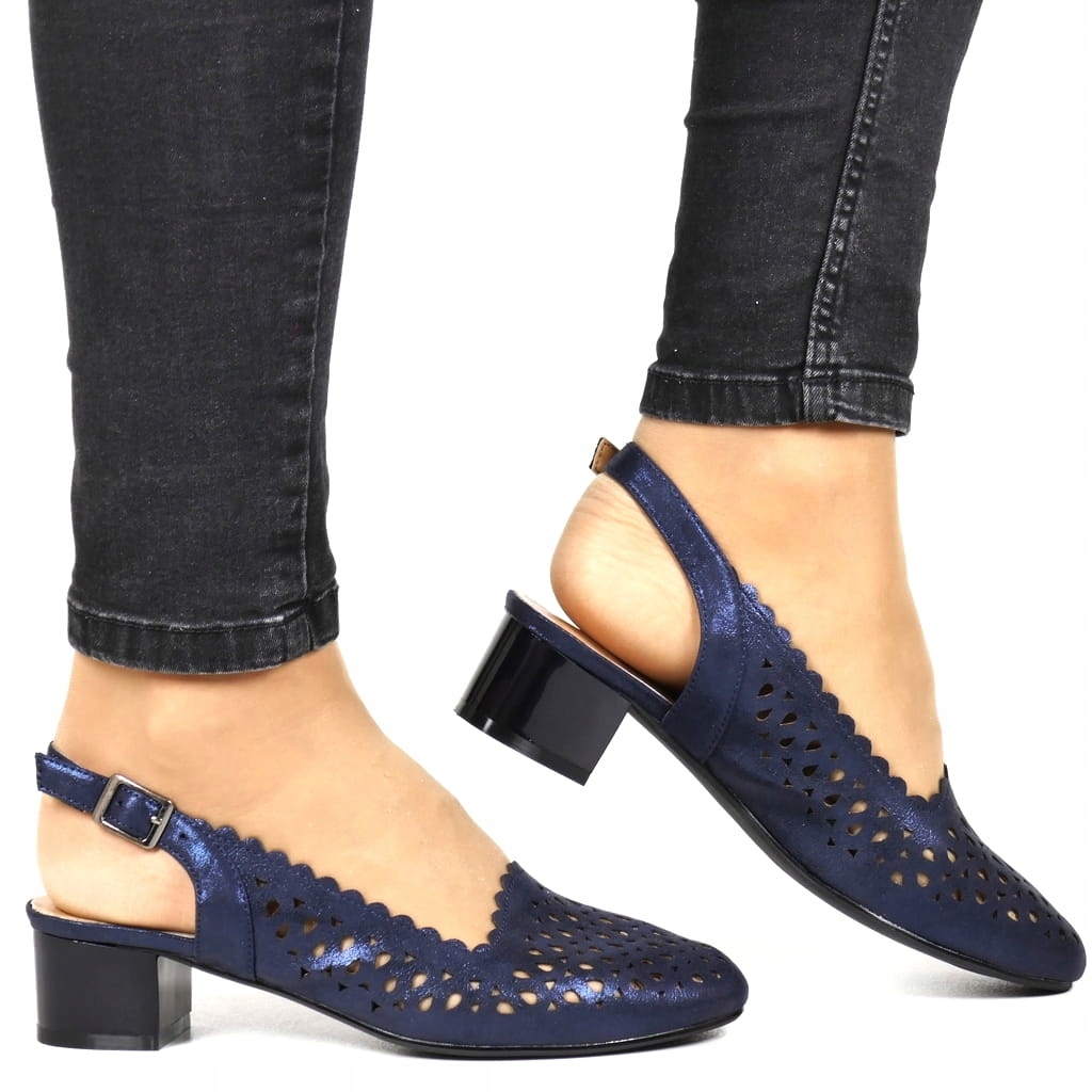 Lodičky Bez Paty Dámské Boty Na Nízkém Podpatku, Tmavě Modré, Lesklé