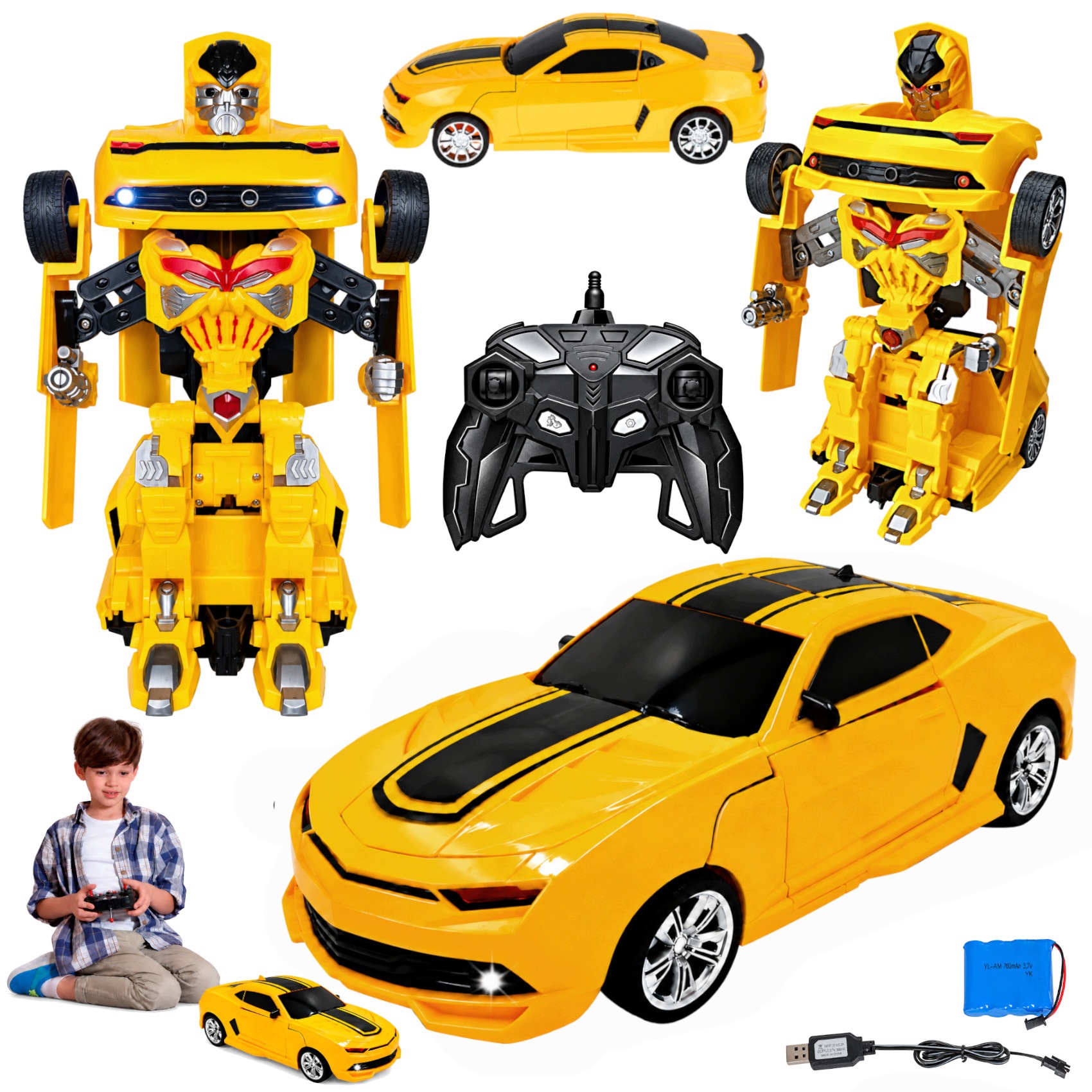 Auto Robot Zdalnie Sterowany Samochód Autobot Rc 2w1 Transformacja Led