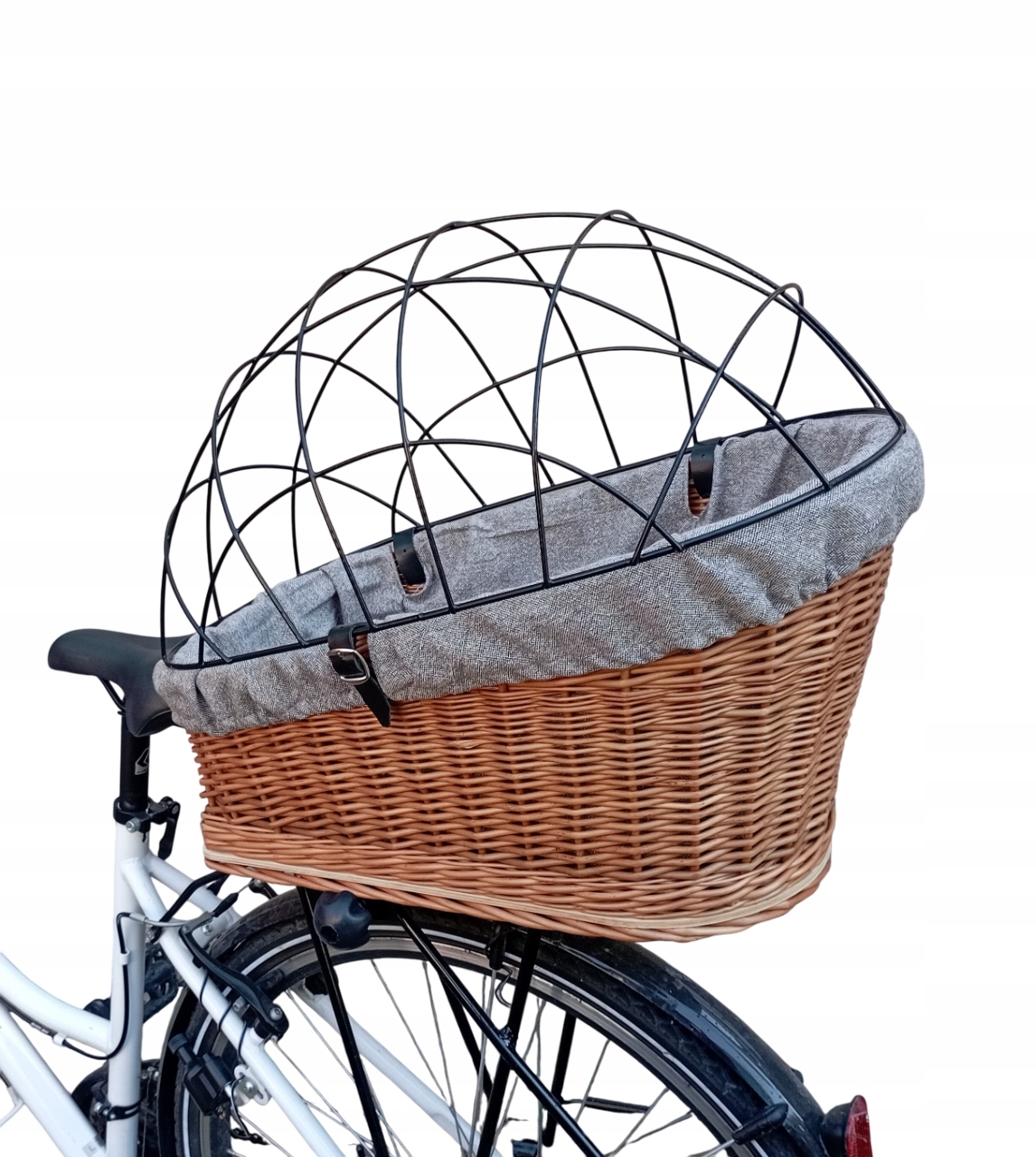 Kosz wiklinowy na rower z wkładem i poduszką Koszyk na Bagażnik dla Psa