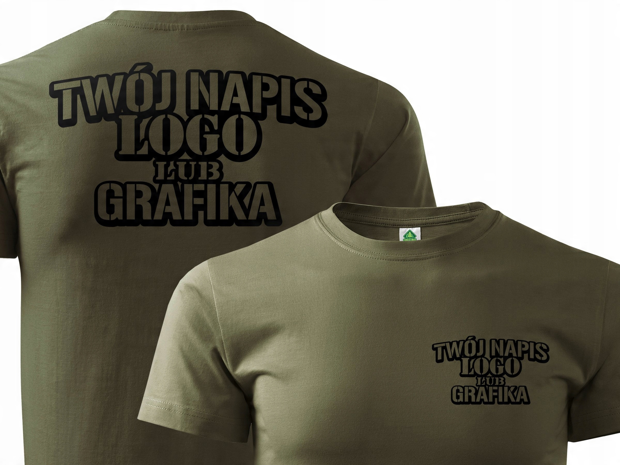 

Zielona koszulka wojskowa Własne Logo Grafika