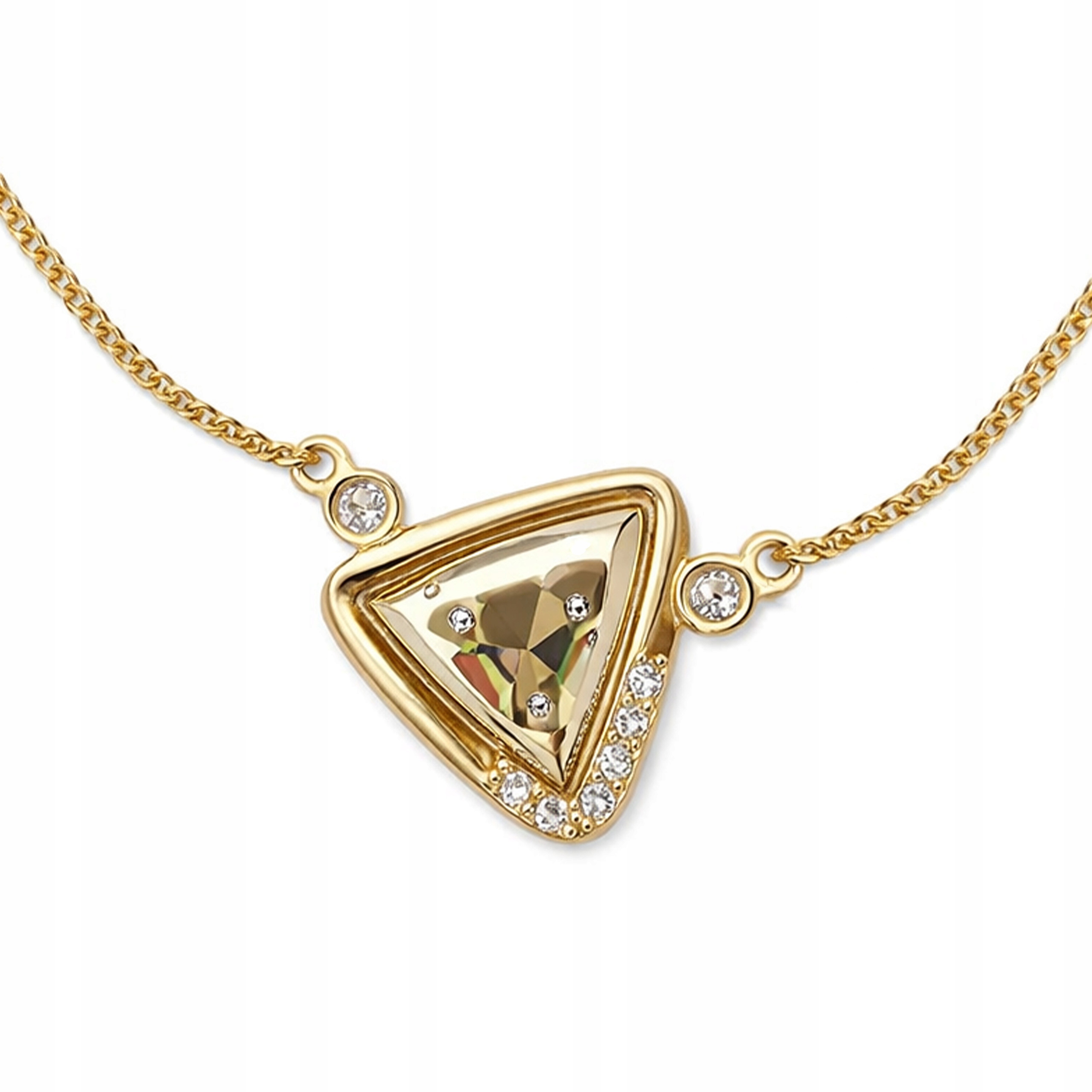 Zlatý náhrdelník 585 pancíř s trojúhelníkem zdobený zirkony 4,62g dárek