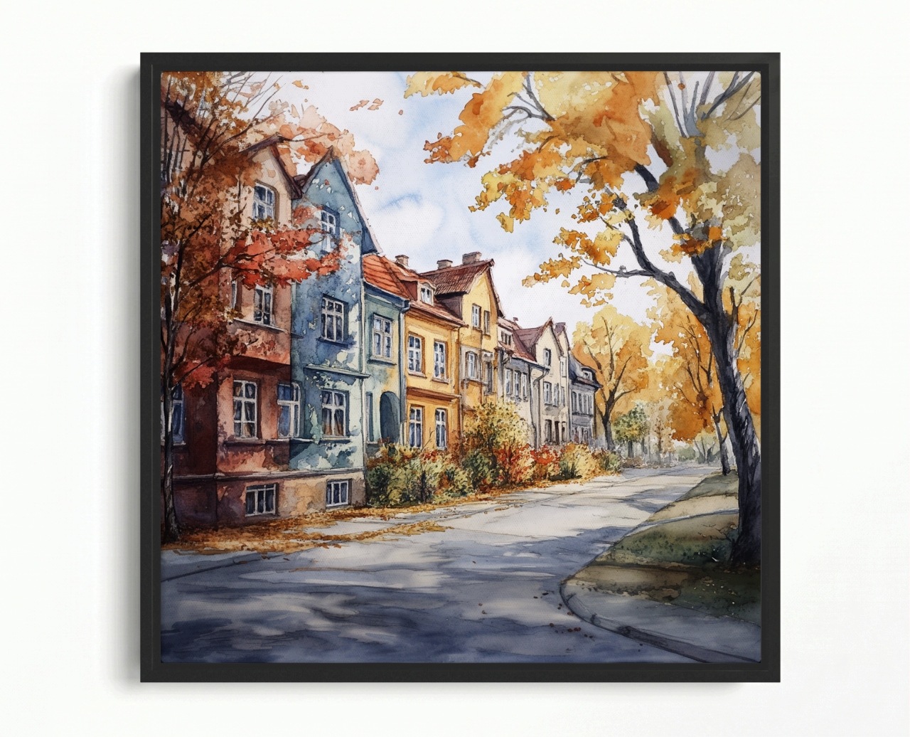 Obraz Rám American Box Mesto Ulica Domy Kamienice Jeseň Pohľad 60x60