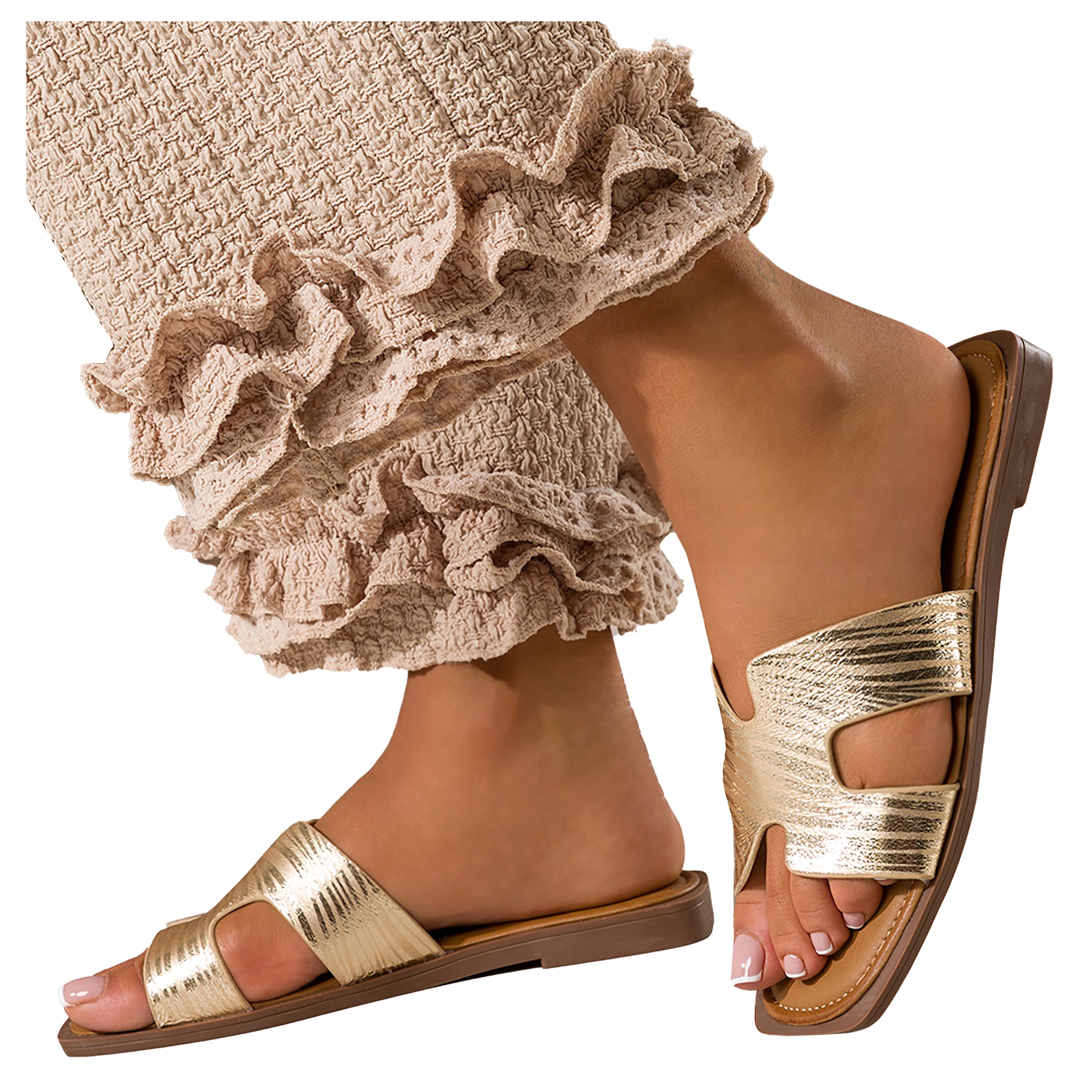 Zlaté Nazouváky Lesklé Nazouvací Lehké Pohodlné Ploché Módní vel. 41