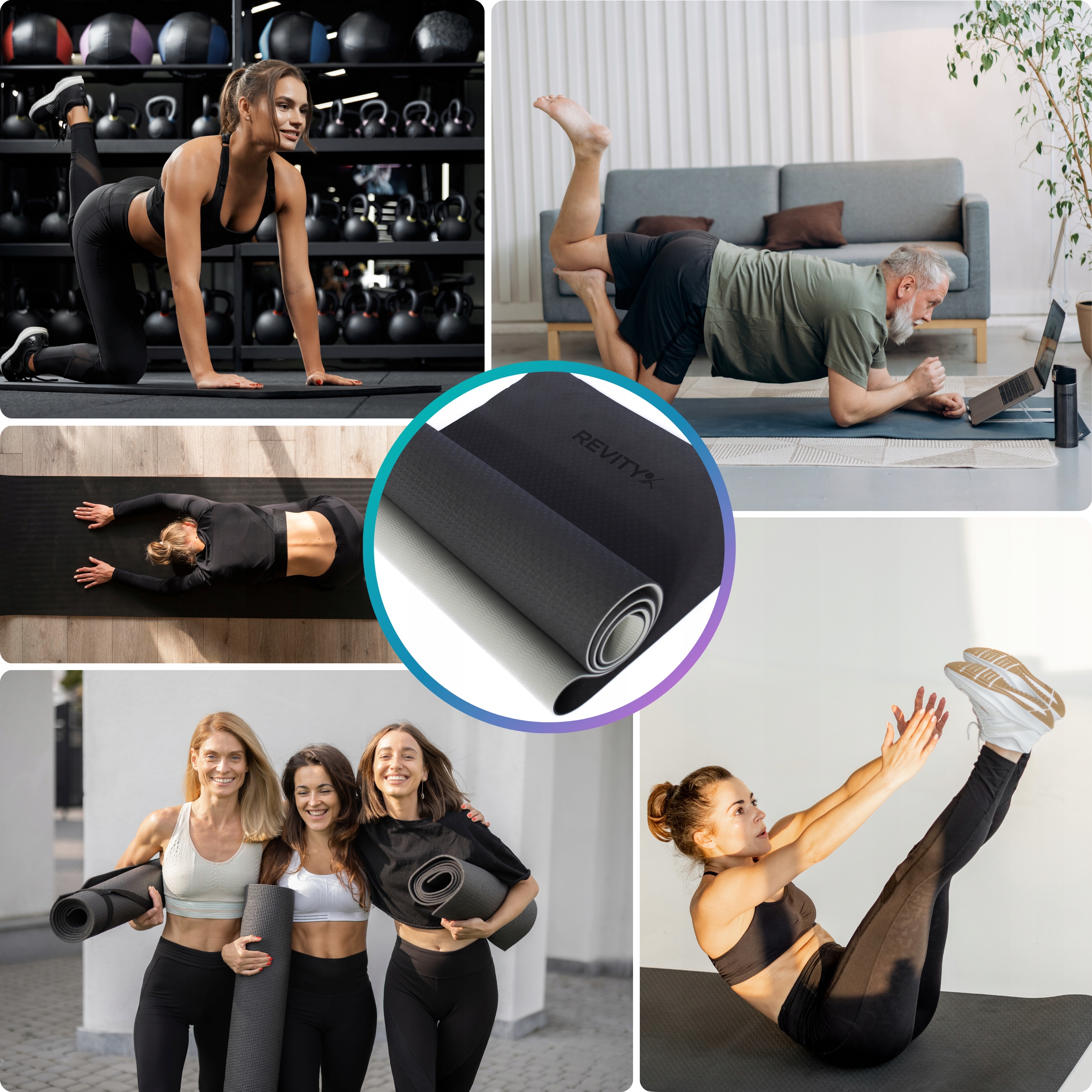 MATA DO ĆWICZEŃ JOGI PILATESU FITNESS GIMNASTYCZNA GRUBA ANTYPOŚLIZGOWA Model Training Mat