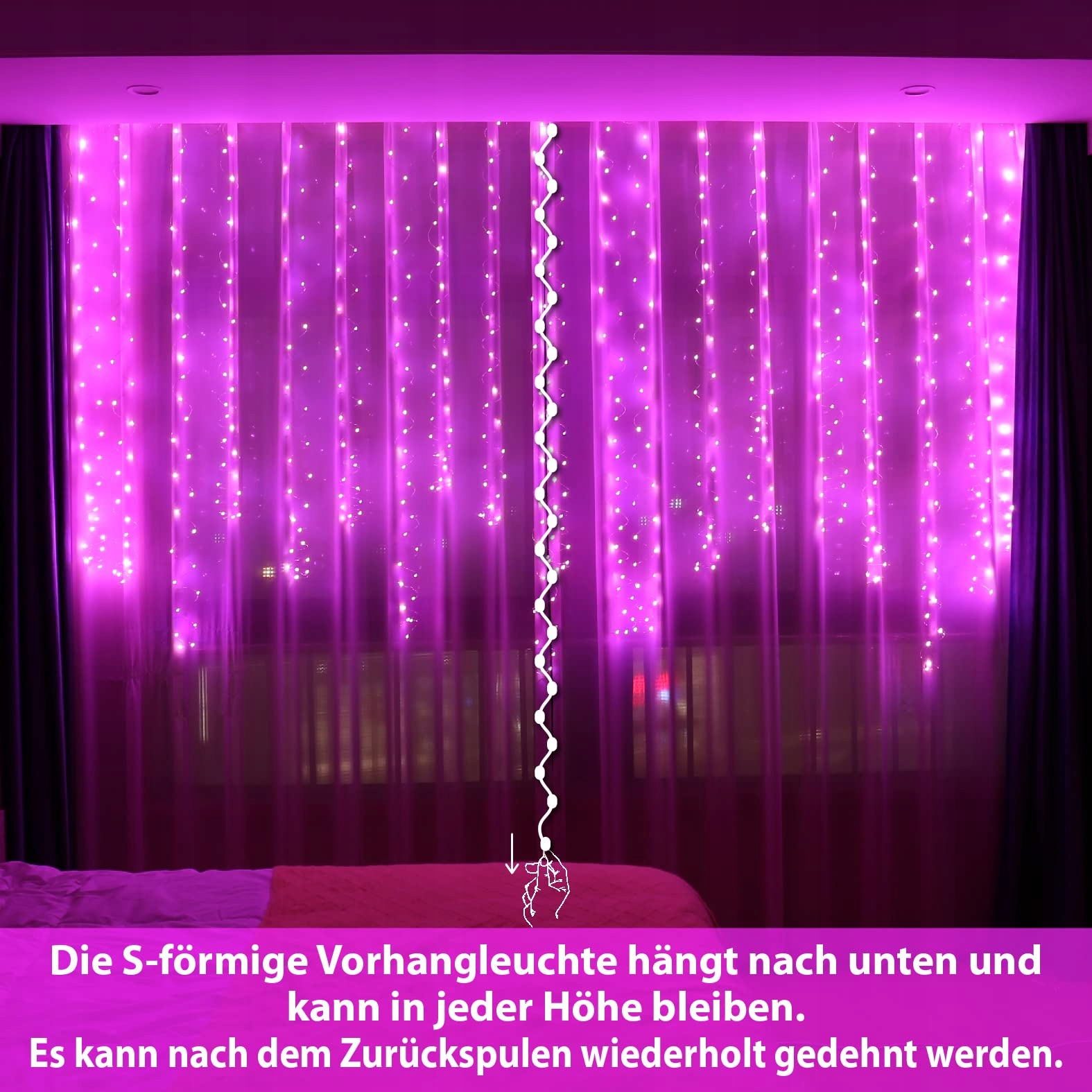 HXWEIYE Kurtyna Świetlna Lampki Dekoracyjne Girlanda 300LED 3x3m — miniatura 4