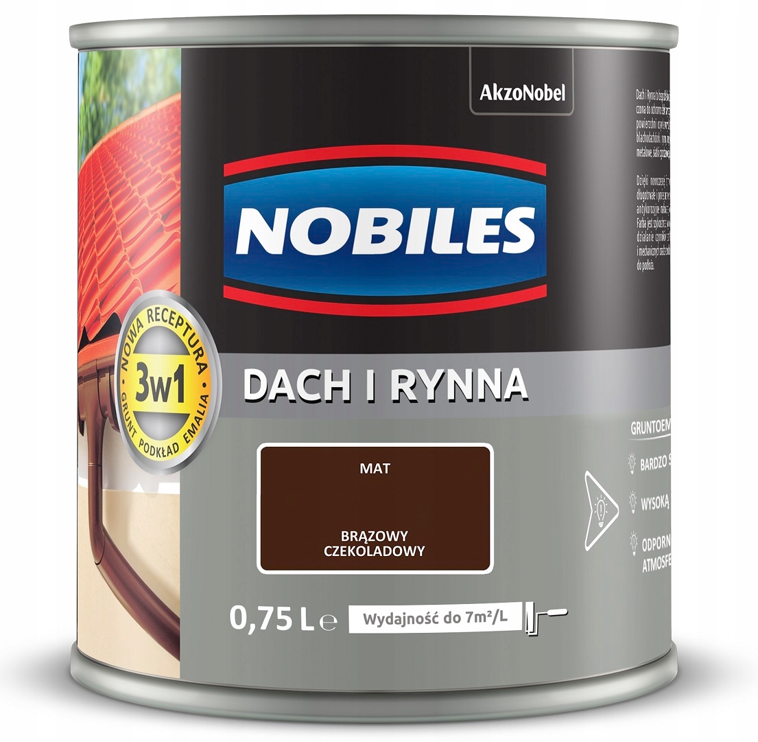 Nobiles dach rynna farba na ocynk 0,75L brąz czekoladowy MAT
