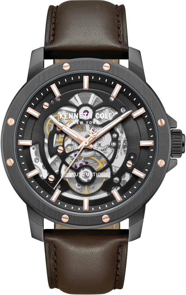 Zegarek męski Kenneth Cole KCWGX0088904 brązowy klasyczny skeleton